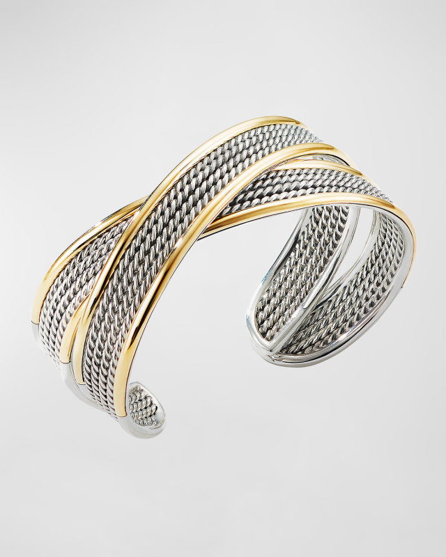 Origami Narrow Crossover Cuff w/ 18k Gold
